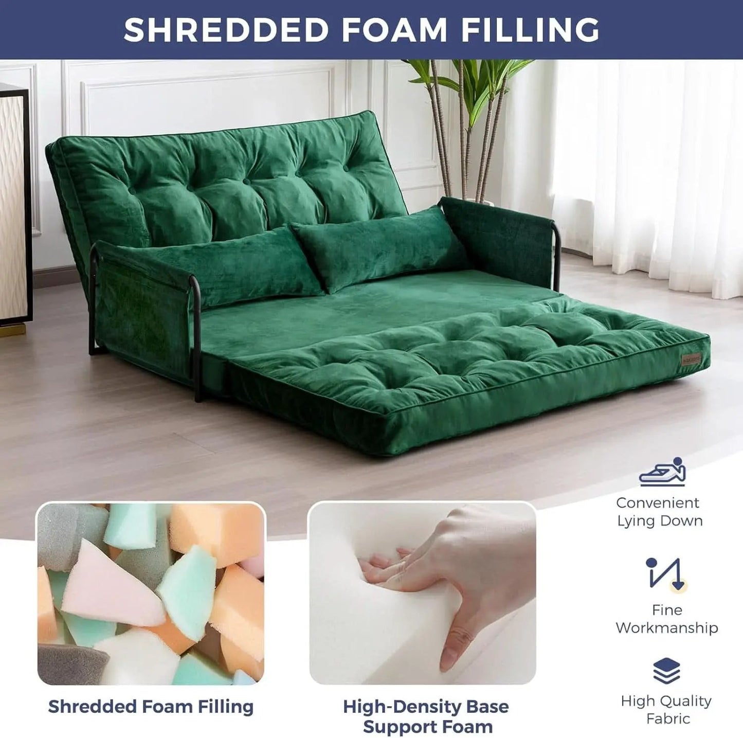 Green Adjustable Floor Sofa Bed Multifunctional Lounge from PriceLows™