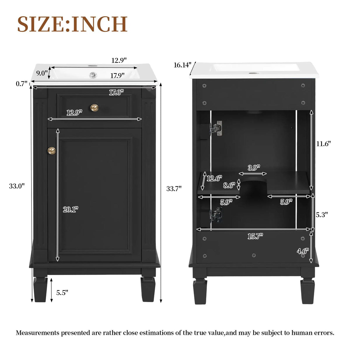 Bathroom Vanity | Solid Wood | Integrated Sink | Soft Closing Doors