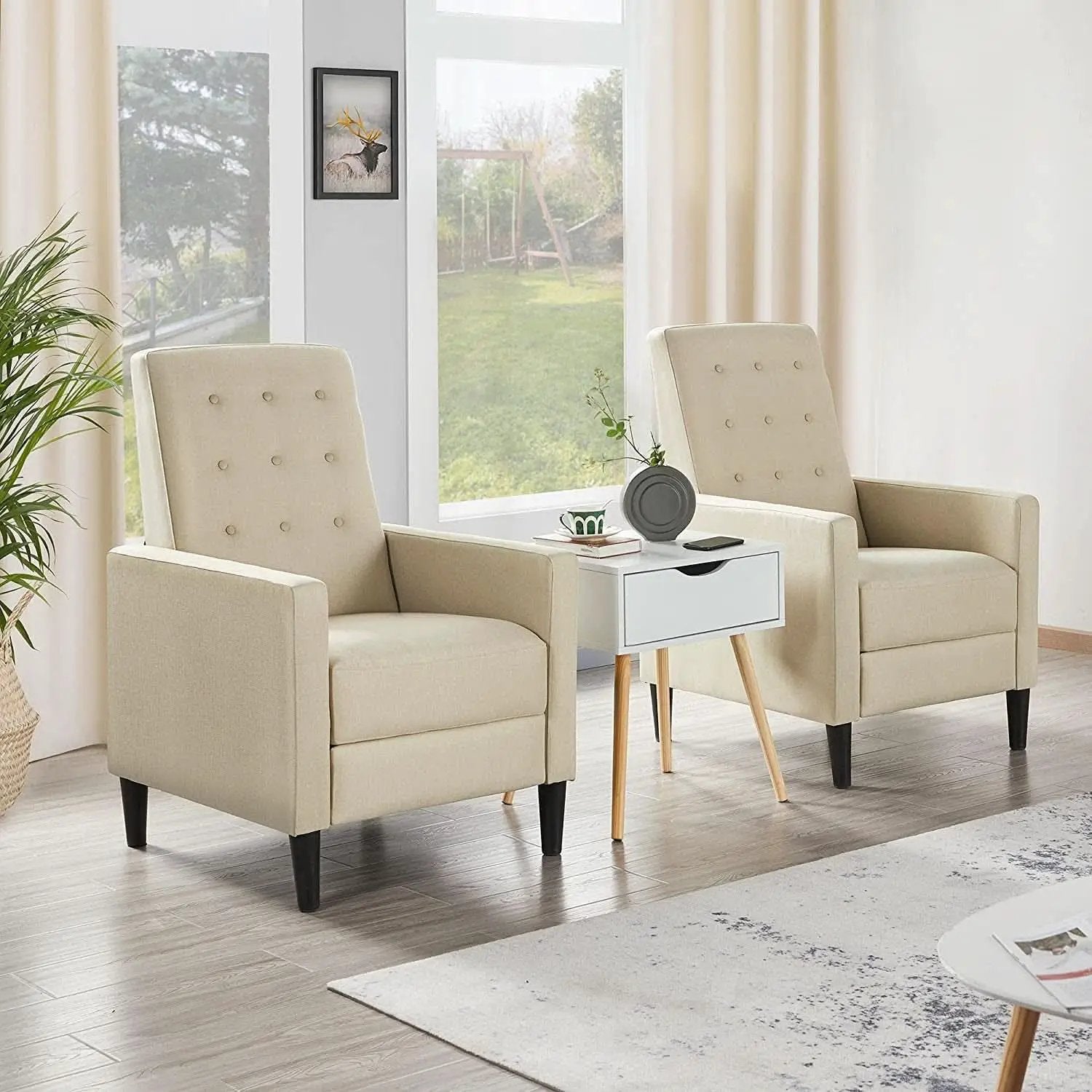Fabric Recliner Chair Mid Century Modern With Durable Polyester Upholstery from PriceLows™