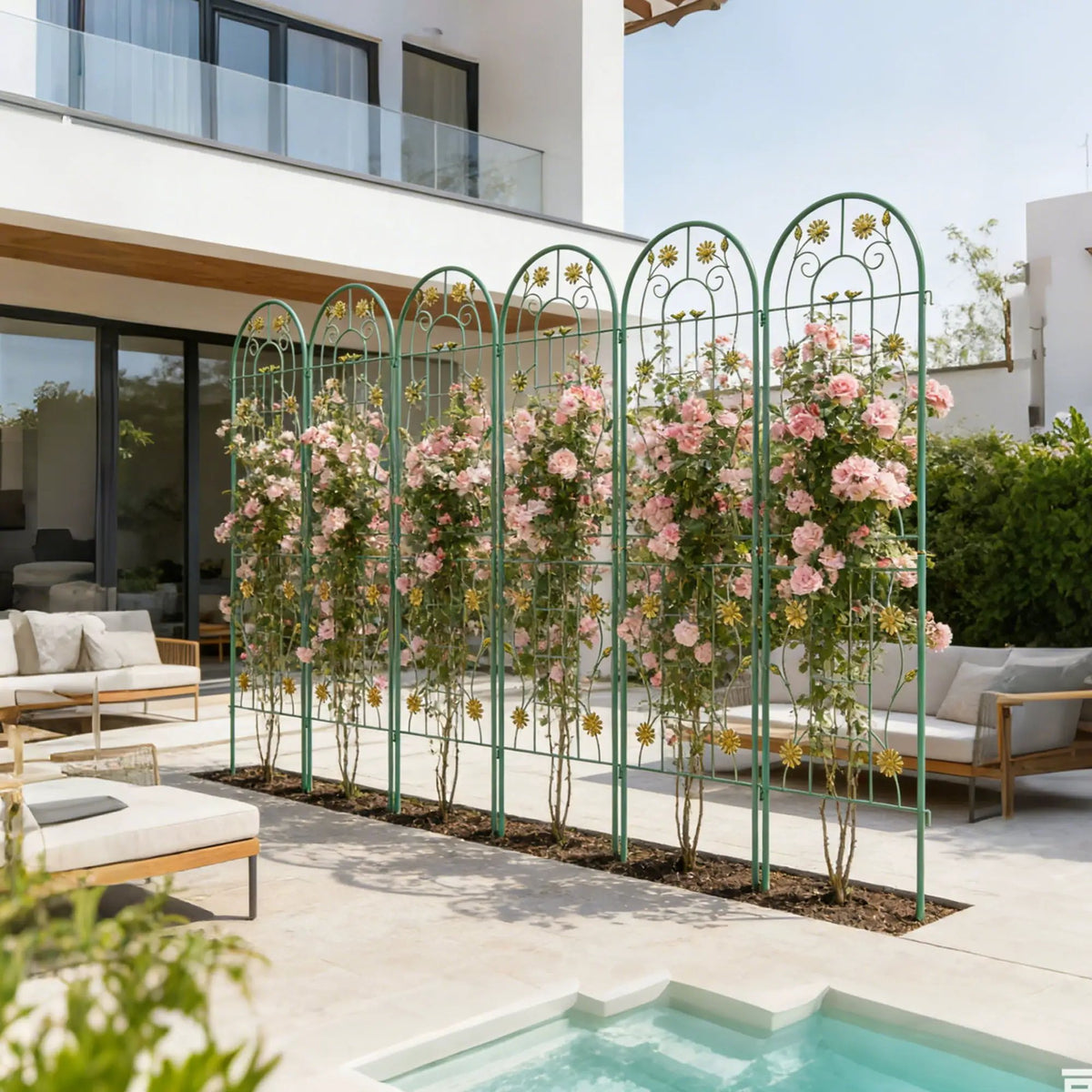 Metal Garden Trellis | Galvanized Steel | Powder Coated | 4 Piece Set