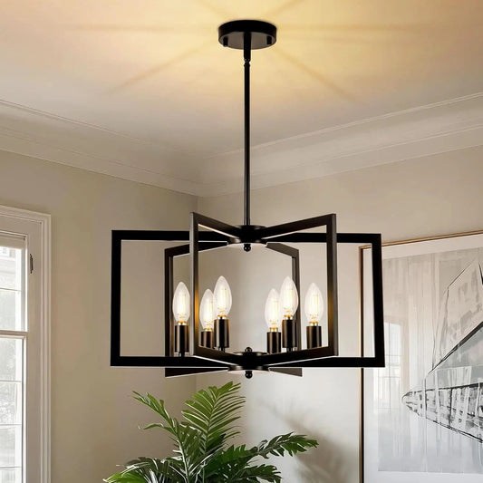 Black 6 Light Adjustable Pendant Chandelier For Dining Room from PriceLows™
