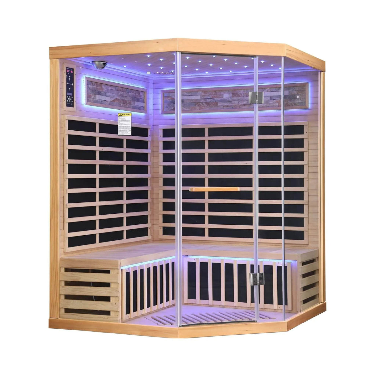 Aura Premium Canadian Hemlock Pentagonal Indoor Infrared Sauna Room With Glass Front | Glass | Outdoor Living Use | Outdoor Living