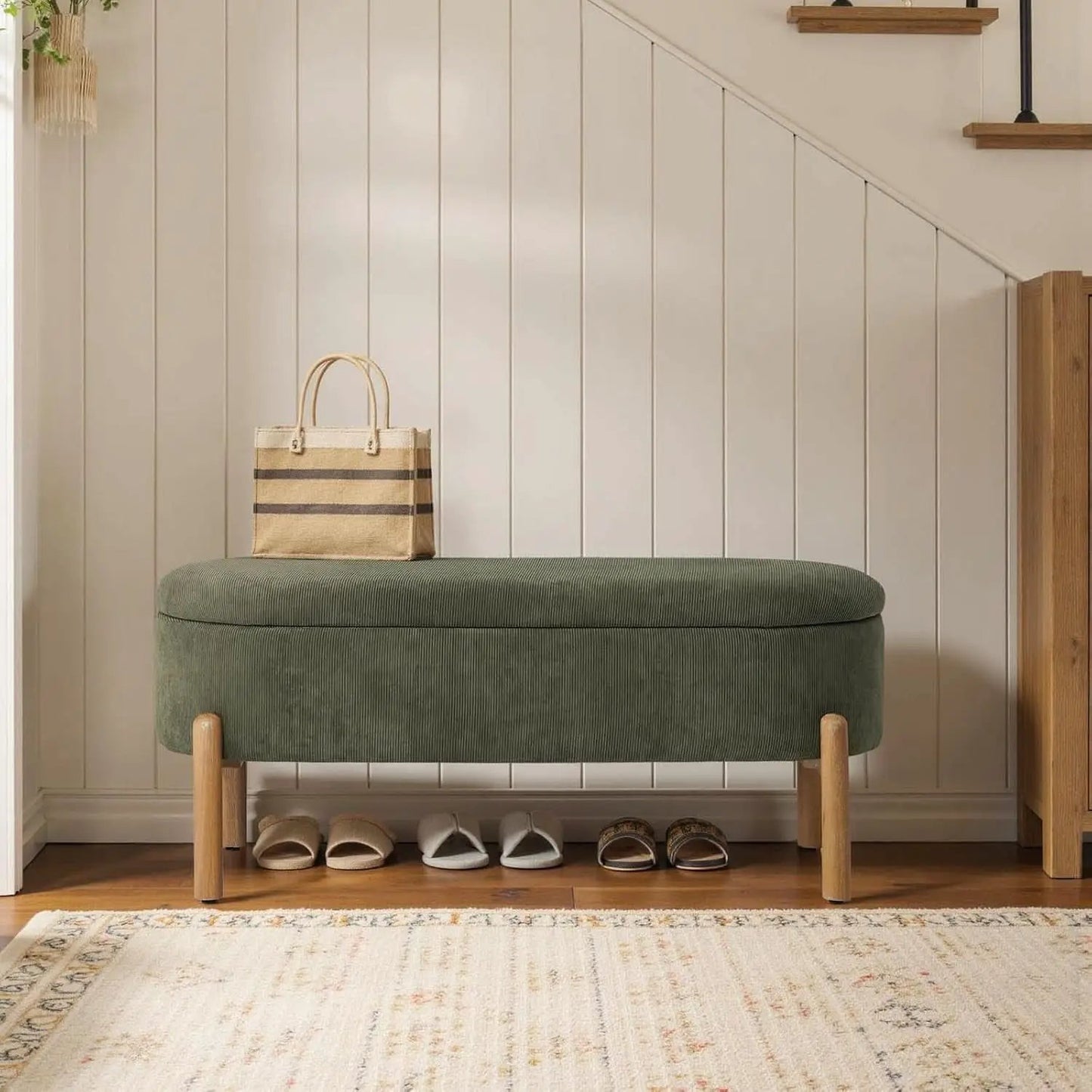 Green Oversized Storage Solution Bench Ottoman Bedroom from PriceLows™