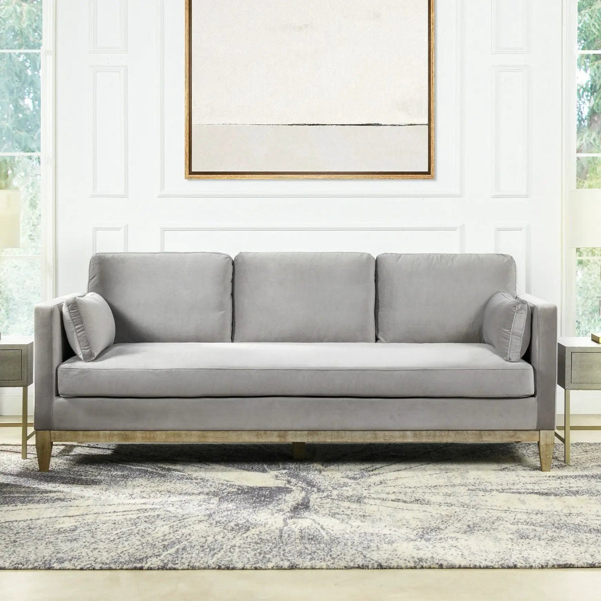 Knox Modern Farmhouse Sofa | Feather-Down Wrapped Cushions | Reversible Cushions | 84 Inch Length