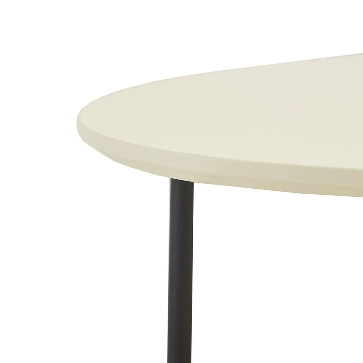 Oval Coffee Table | White And Natural | White MDF Top | Black Metal Legs