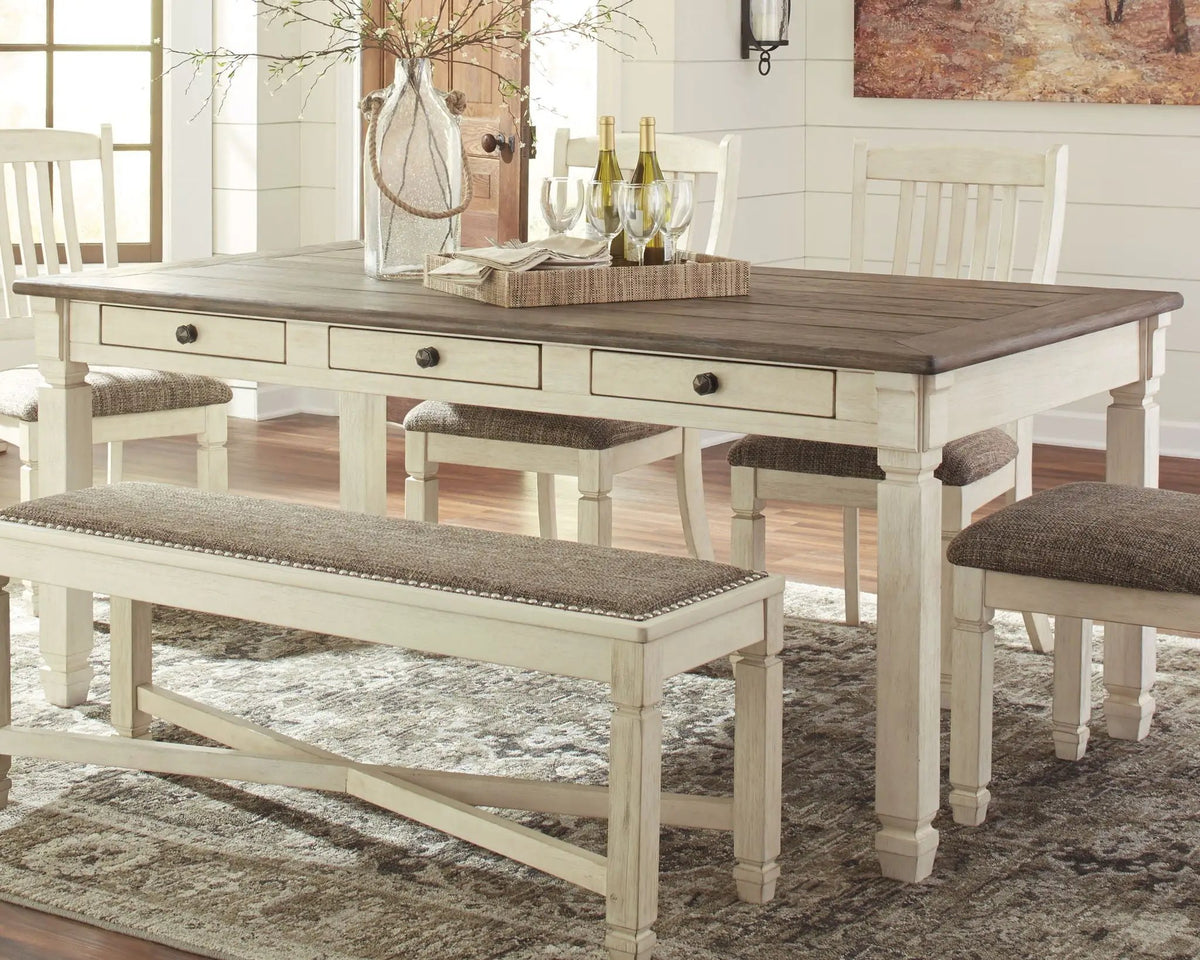 Bolanburg Rectangular Dining Table | Beige | 71.88 Inch Width | Lined Drawers