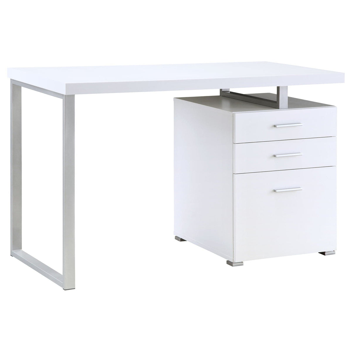 Brennan 47-inch 3-drawer Office Computer Desk | 47.25 x 23.5 x 30 in | Engineered Wood & Metal | White