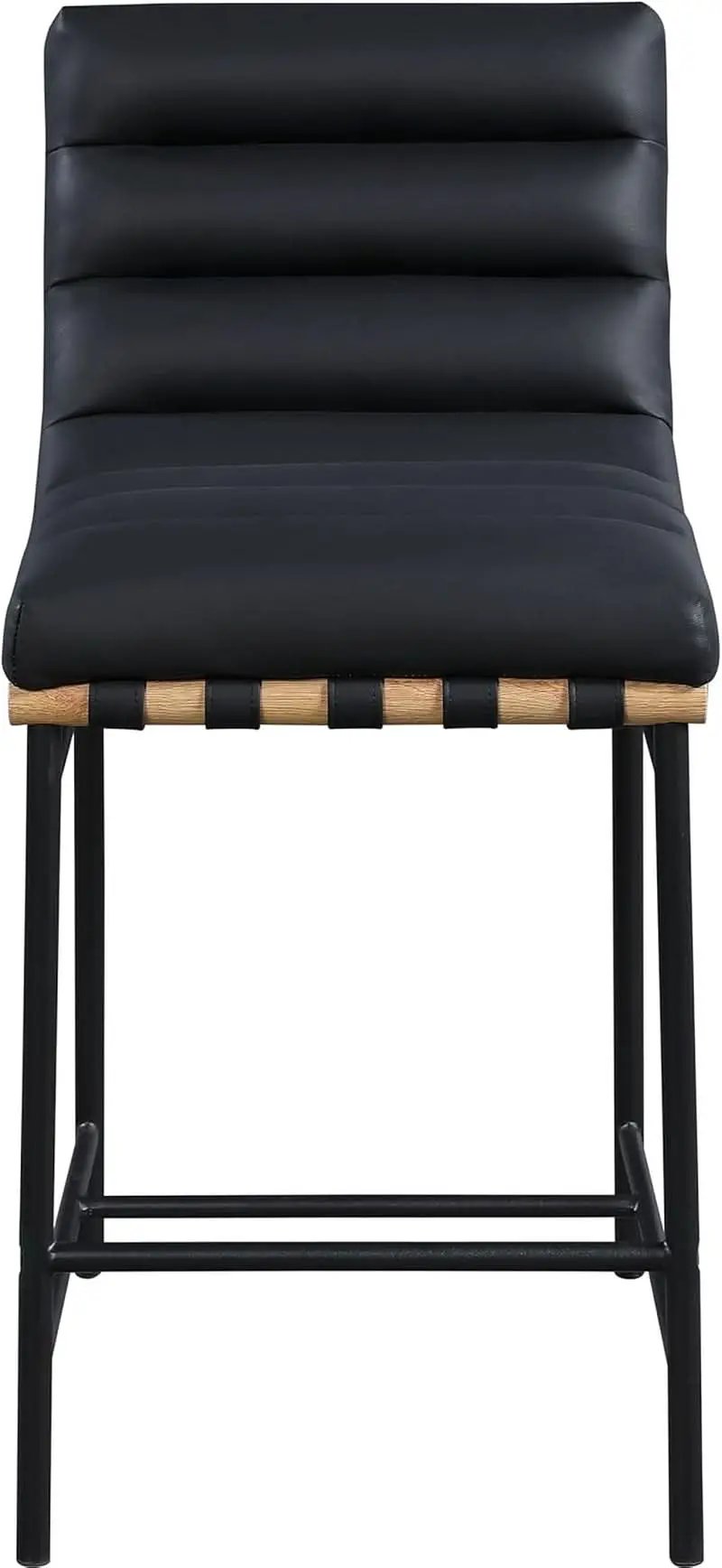 Black Vegan Leather Counter Stool 18W X 24D X 37.5H