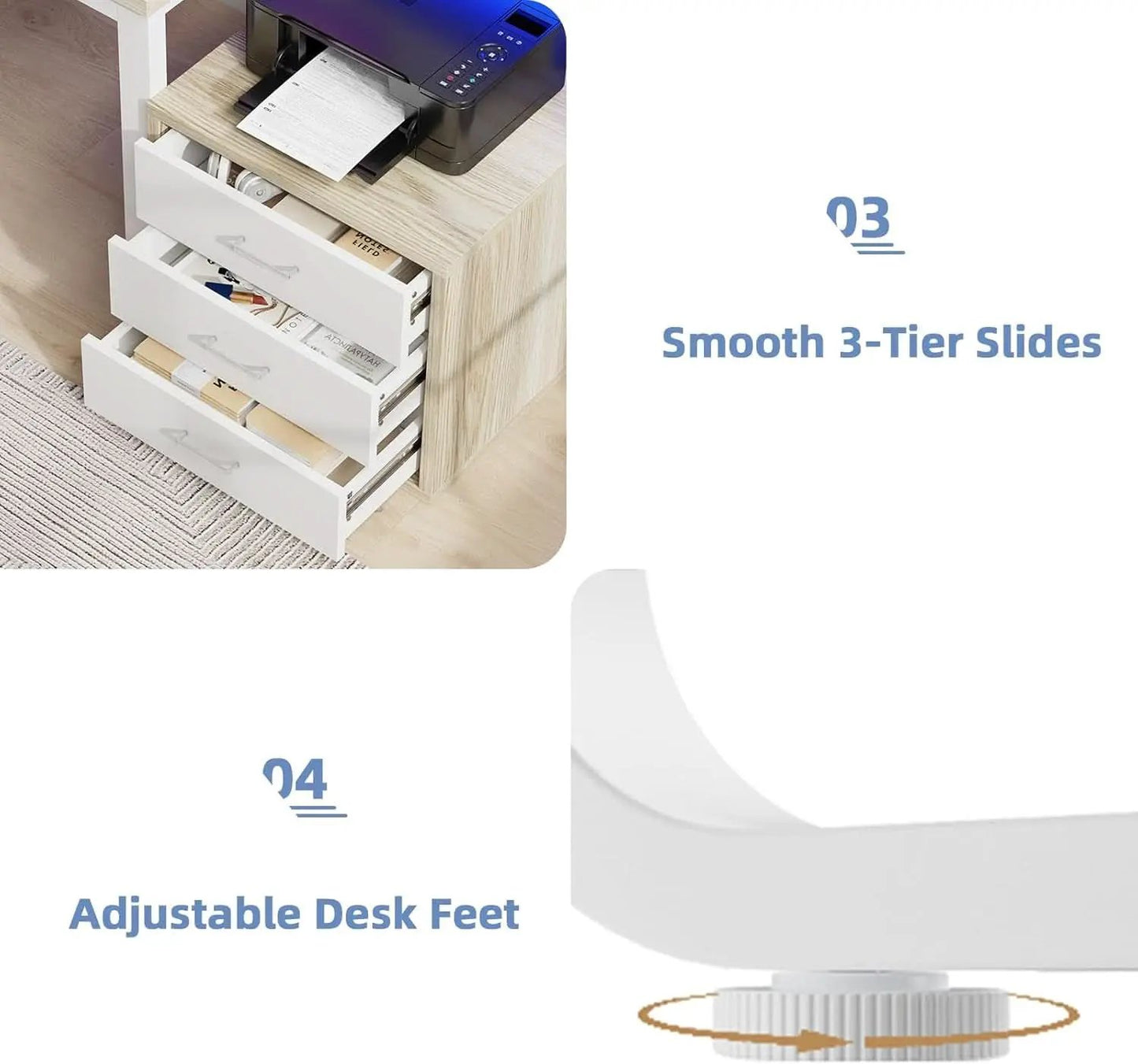 67 nch White Walnut Computer Desk With LED Lighting from PriceLows™