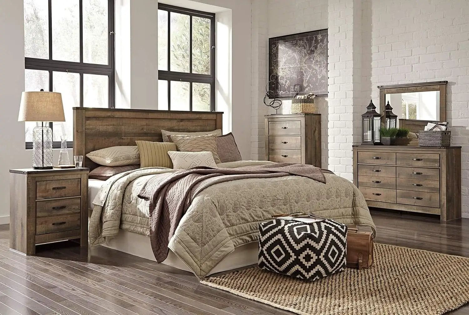 Rustic King Headboard with Charming Plank Details from PriceLows™
