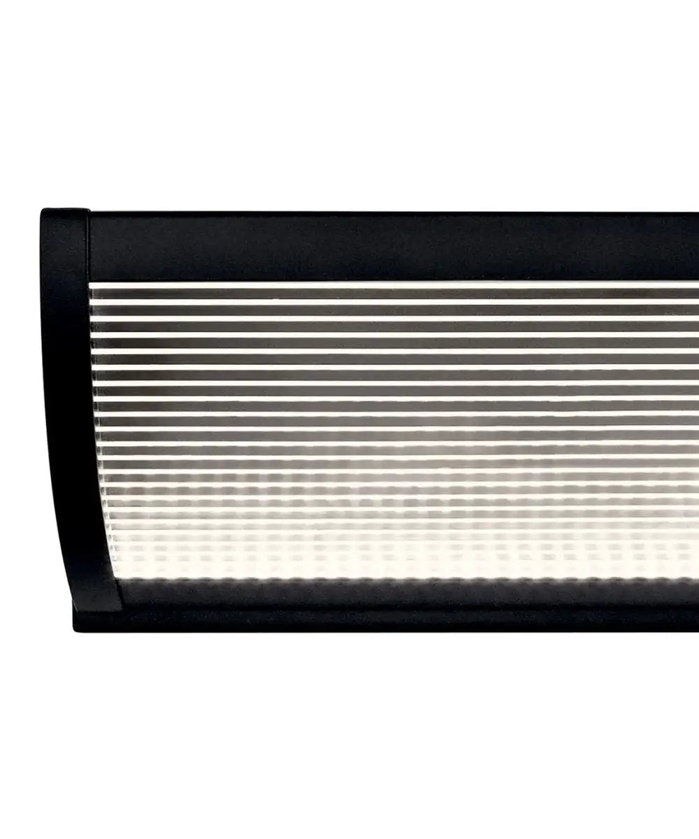 Vanity Light Fixture | 1 Light LED | Matte Black | Clear Ribbed Shade 34W