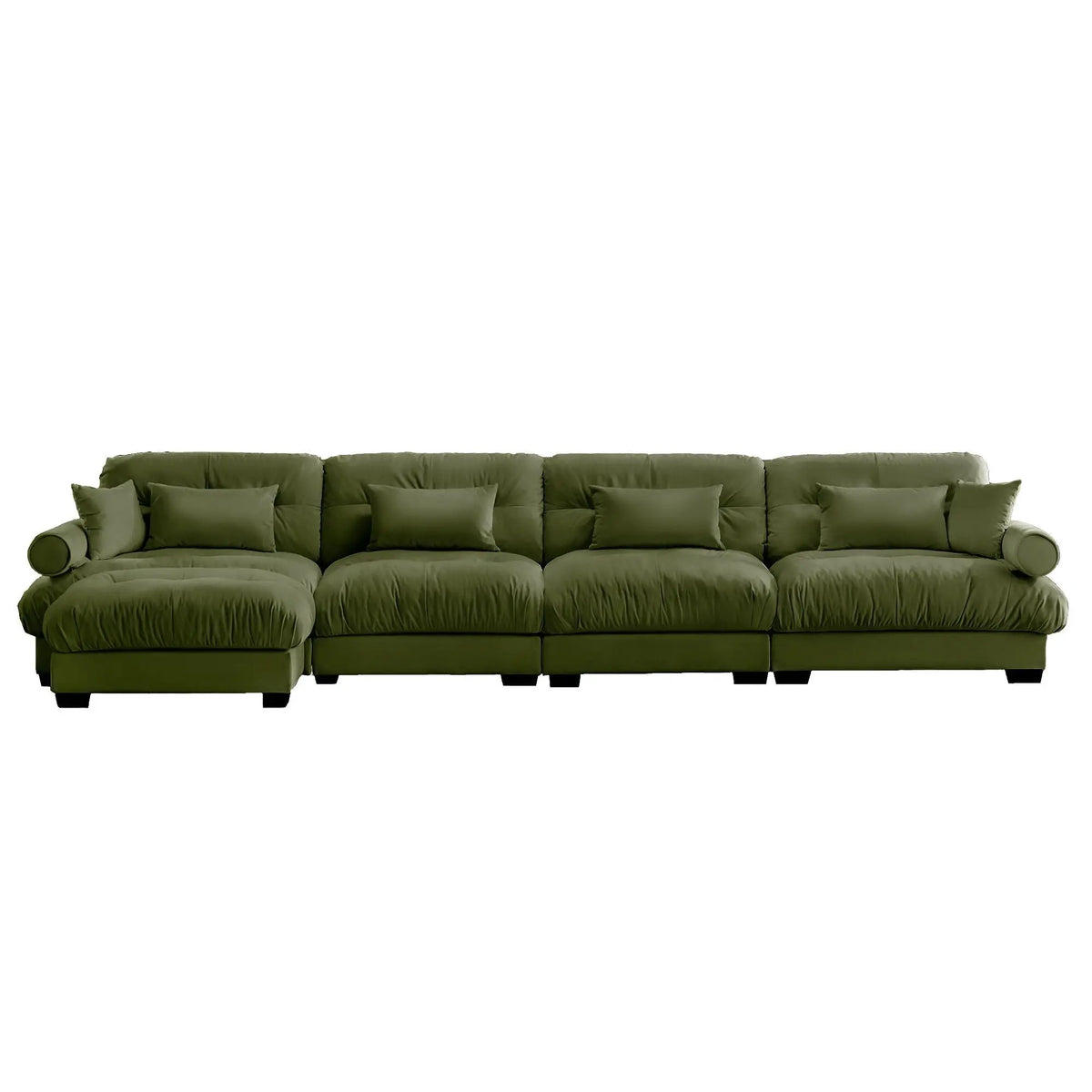 Modular Sectional Sofa | Deep Comfort Cushions | Vintage Fabric Ottoman