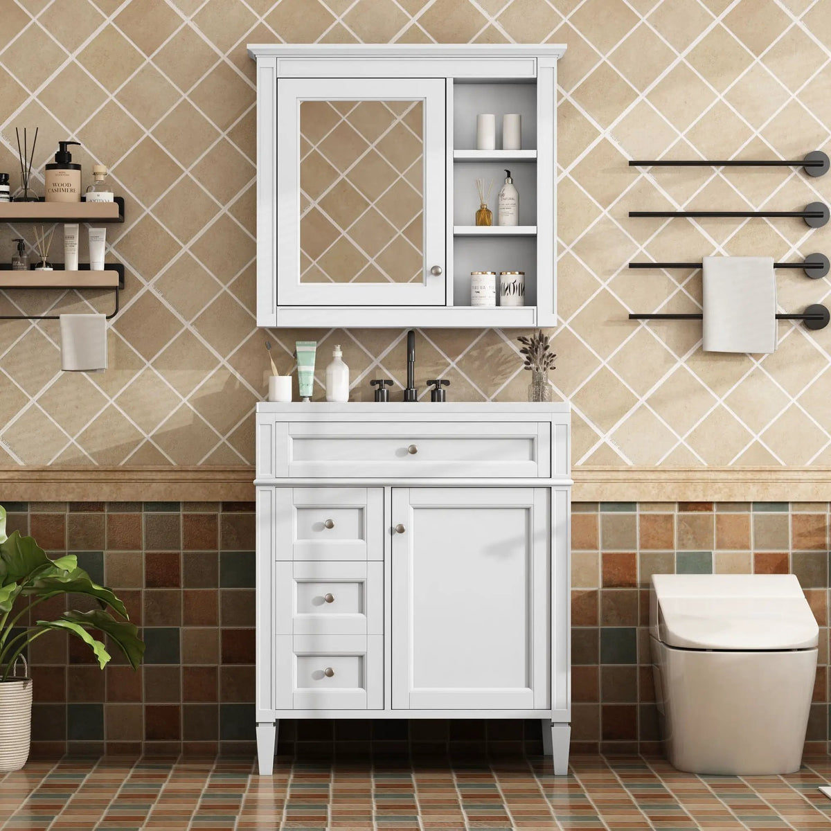 Bathroom Vanity With Medicine Cabinet | Royal Mirror Cabinet | Modern Storage | Unique Pattern Design