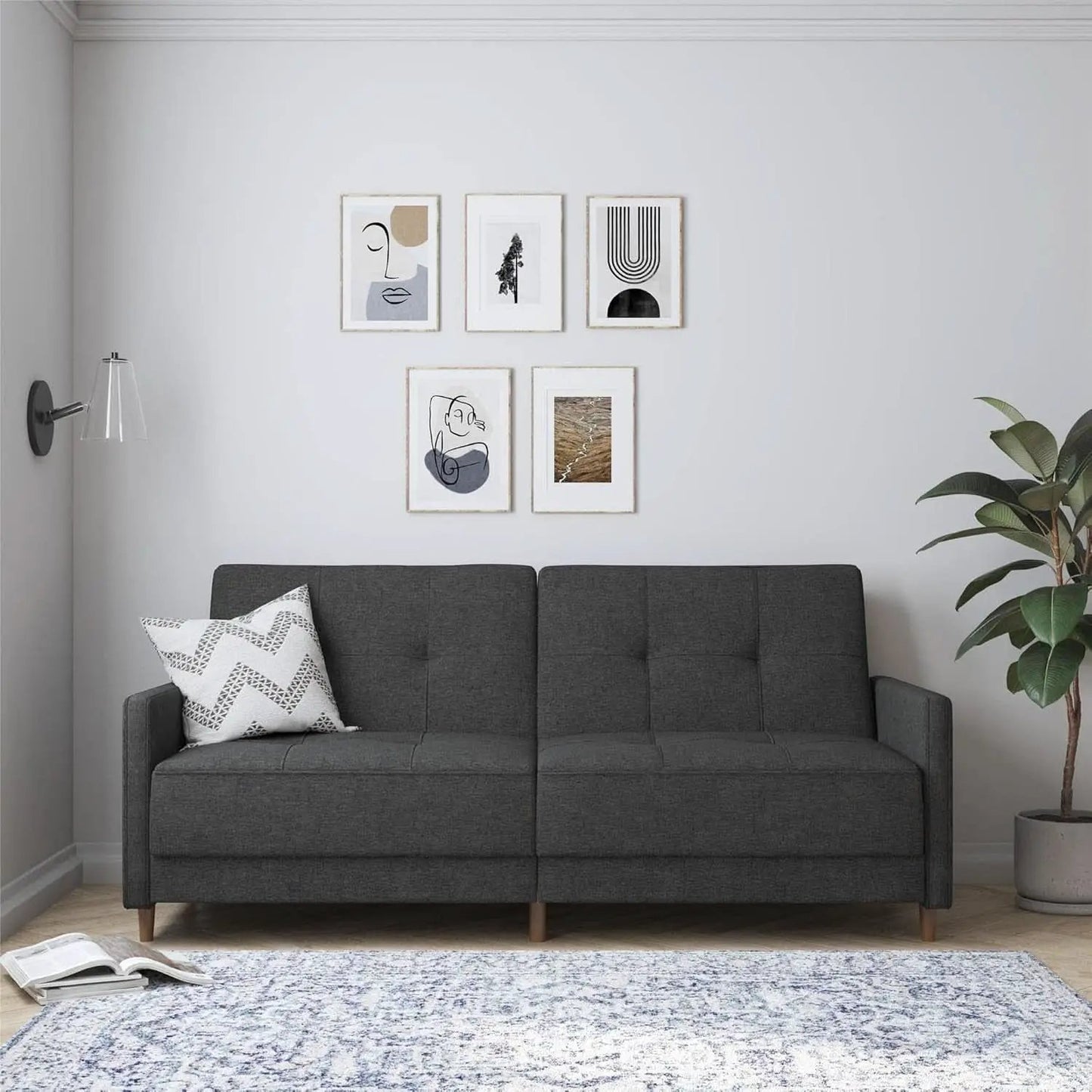 Contemporary Upholstered 76 Inch Grey Sleeper Sofa from PriceLows™
