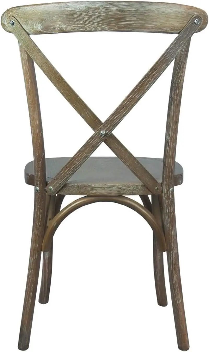 Two Pack Medium White Grain X-Back Dining Chairs Stackable Elm Wood Construction from PriceLows™