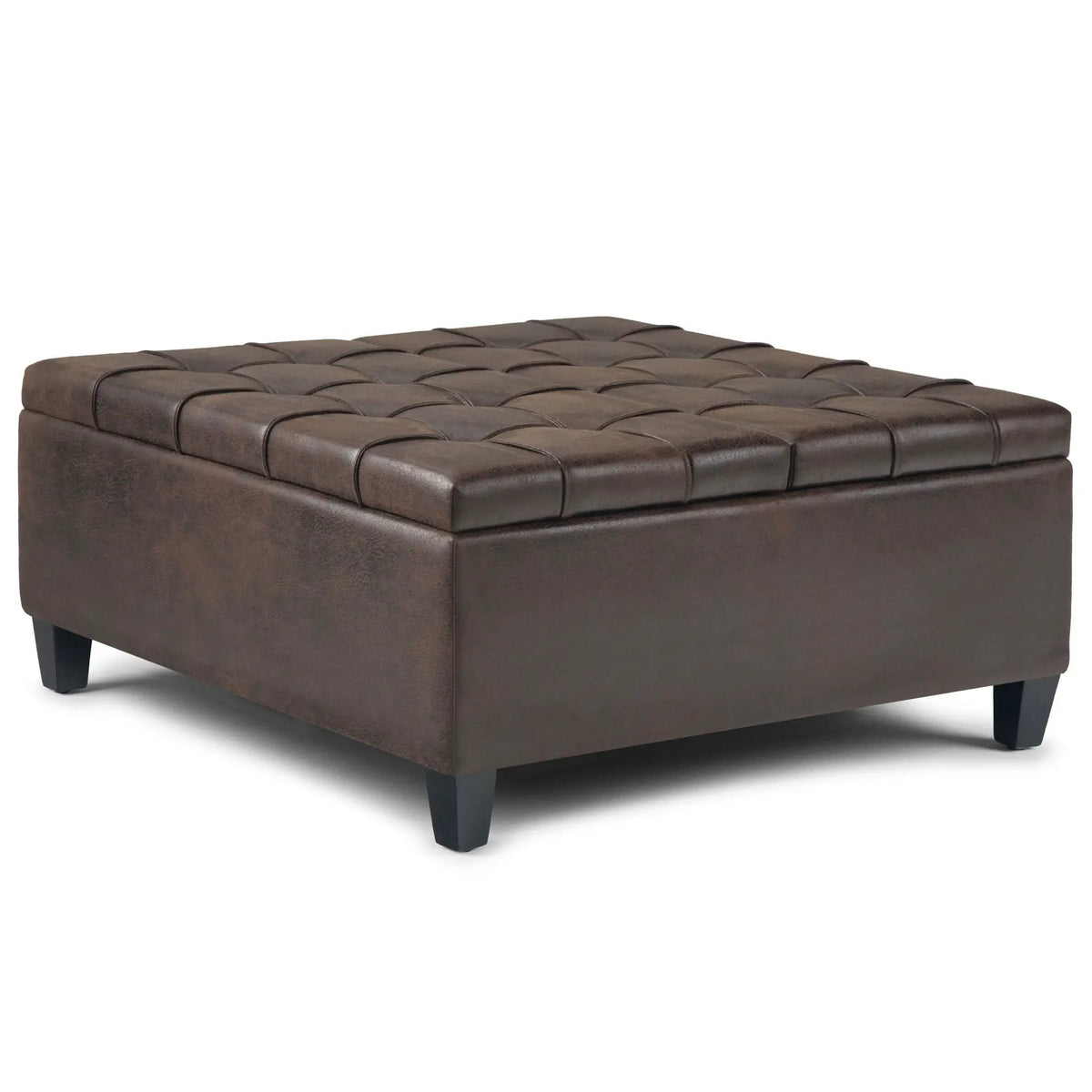 Harrison Large Coffee Table Storage Ottoman | Split Lift-Up Top | Square Design | 36 Inch Width