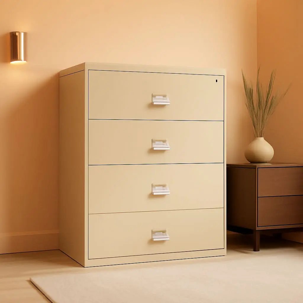 Lateral 4 Drawer Fire Safe File Cabinet With Key Lock 1 Hour Fire Rated from PriceLows™