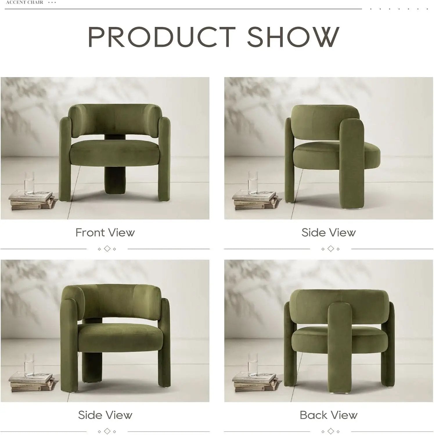 Velvet Green Barrel Armchairs Set Of 2 For Living Room Decor from PriceLows™