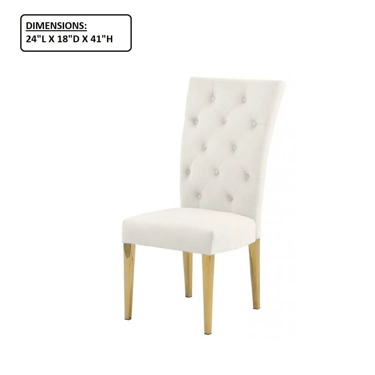 Upholstered Dining Chairs | Tufted Back | Stainless Steel Base | Set Of 2