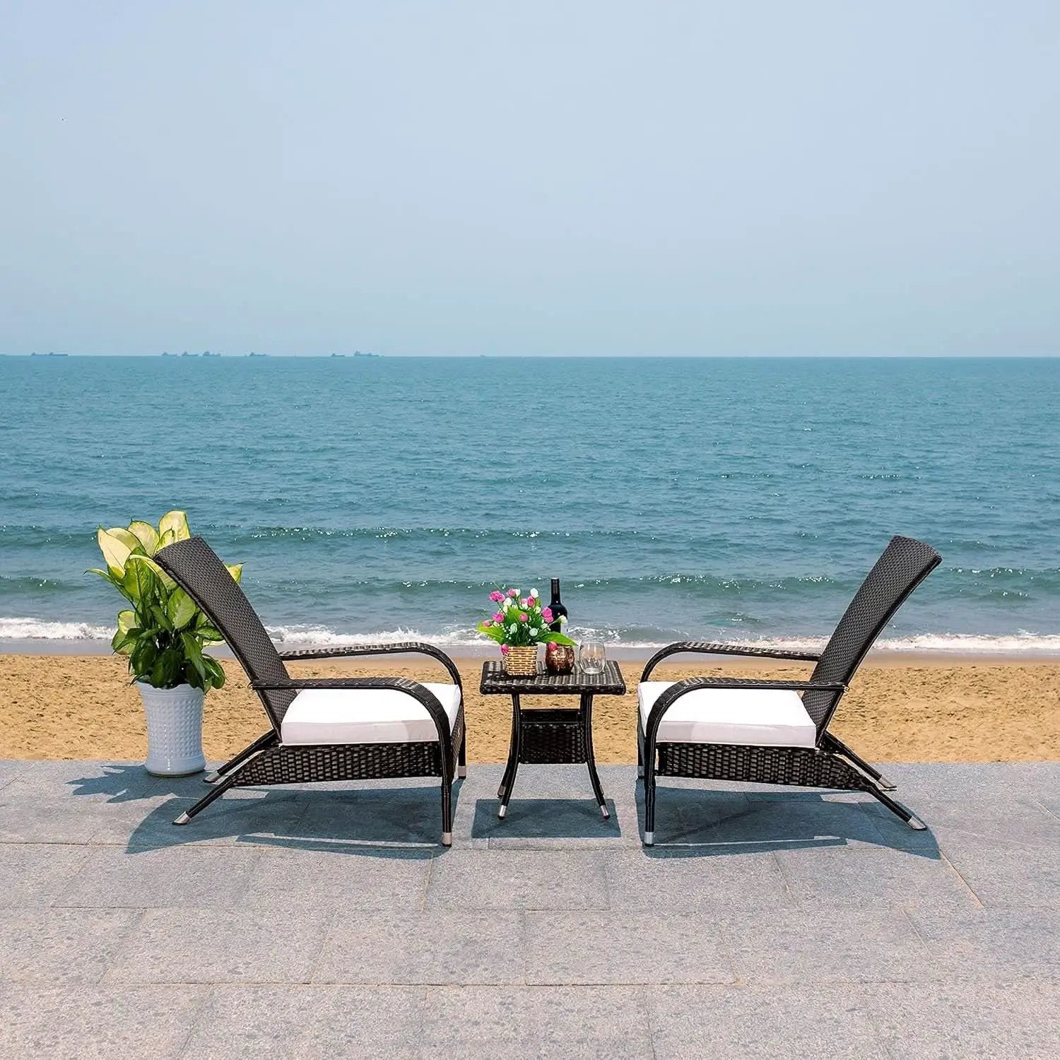 Outdoor Edna Black White Cushion 3 Piece Patio Lounge Set from PriceLows™