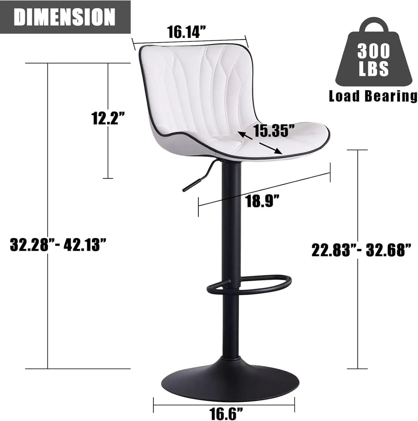 White Bar Stool Set Of 2 Counter Height Swivel With Back Faux Leather from PriceLows™