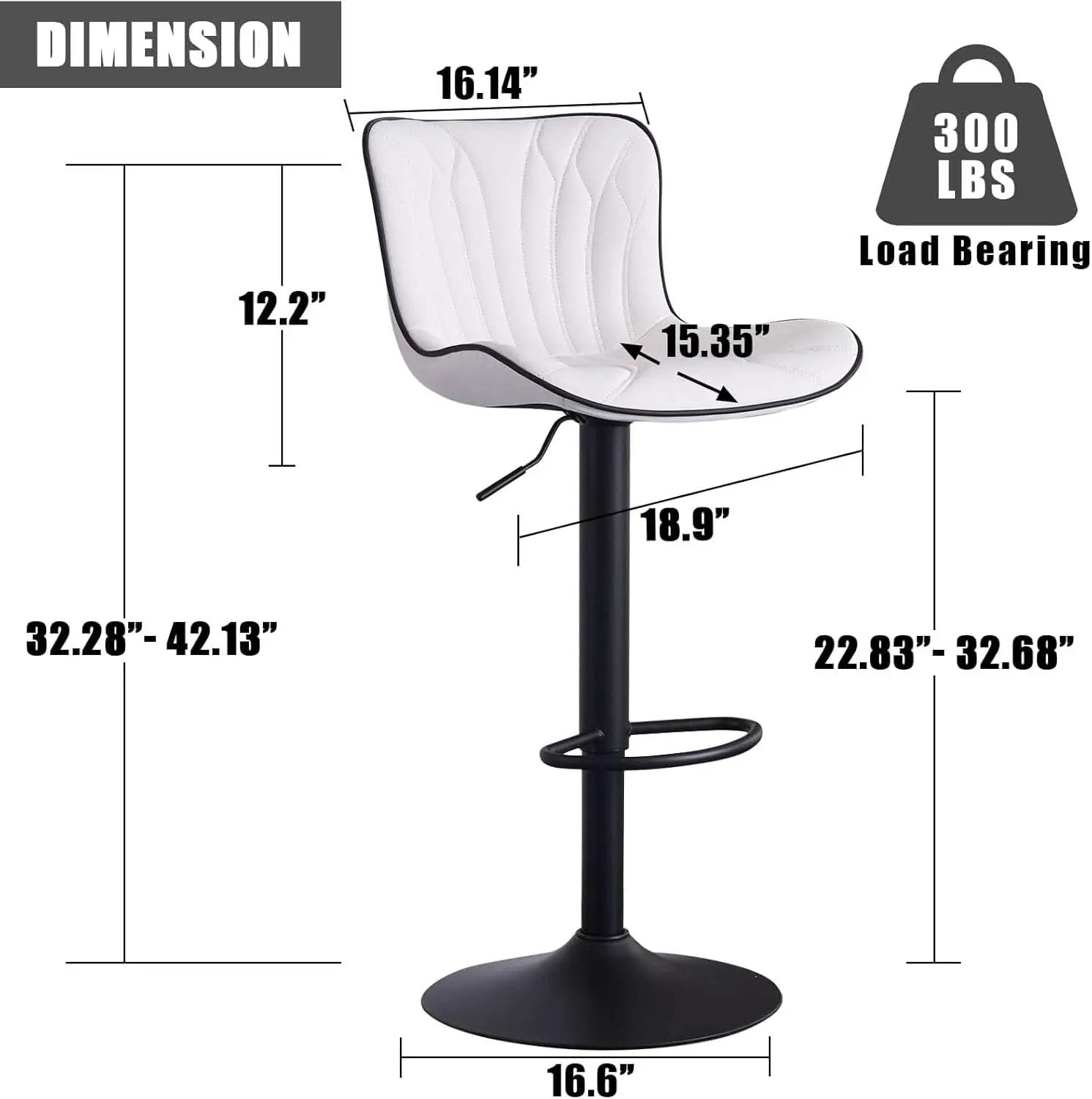 White Bar Stool Set Of 2 Counter Height Swivel With Back Faux Leather from PriceLows™
