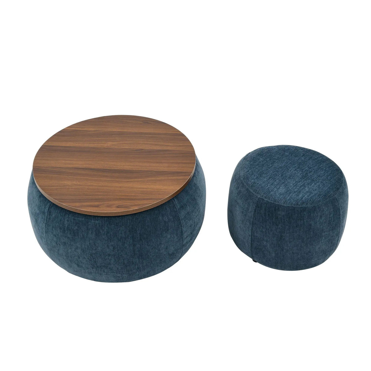 Round Storage Ottoman | Pleated Fabric | Removable Lid