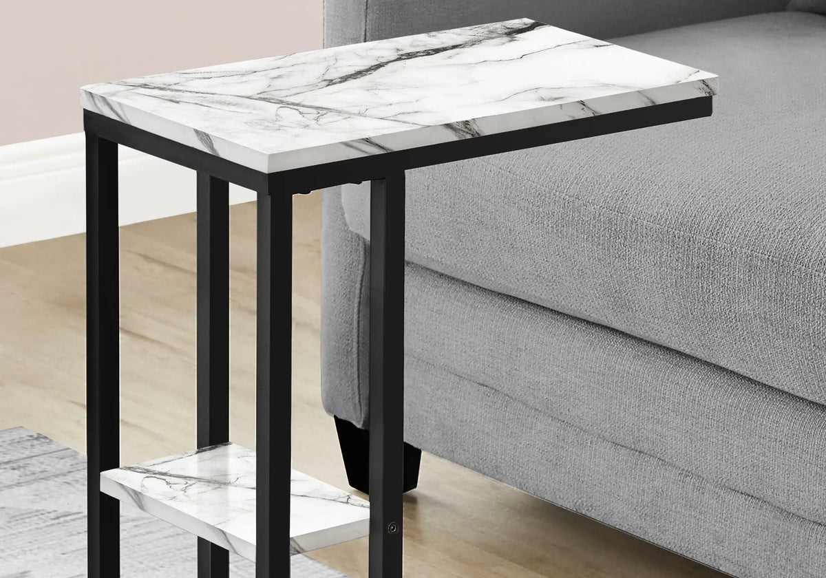 C-Shaped Accent Table | Slide-Under Base | Rectangular Tabletop | Sturdy And Lightweight