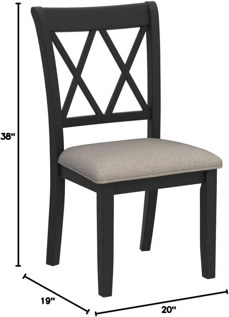 Windvale Black Cross Back Fabric Upholstered Dining Chair Set Of 2 from PriceLows™