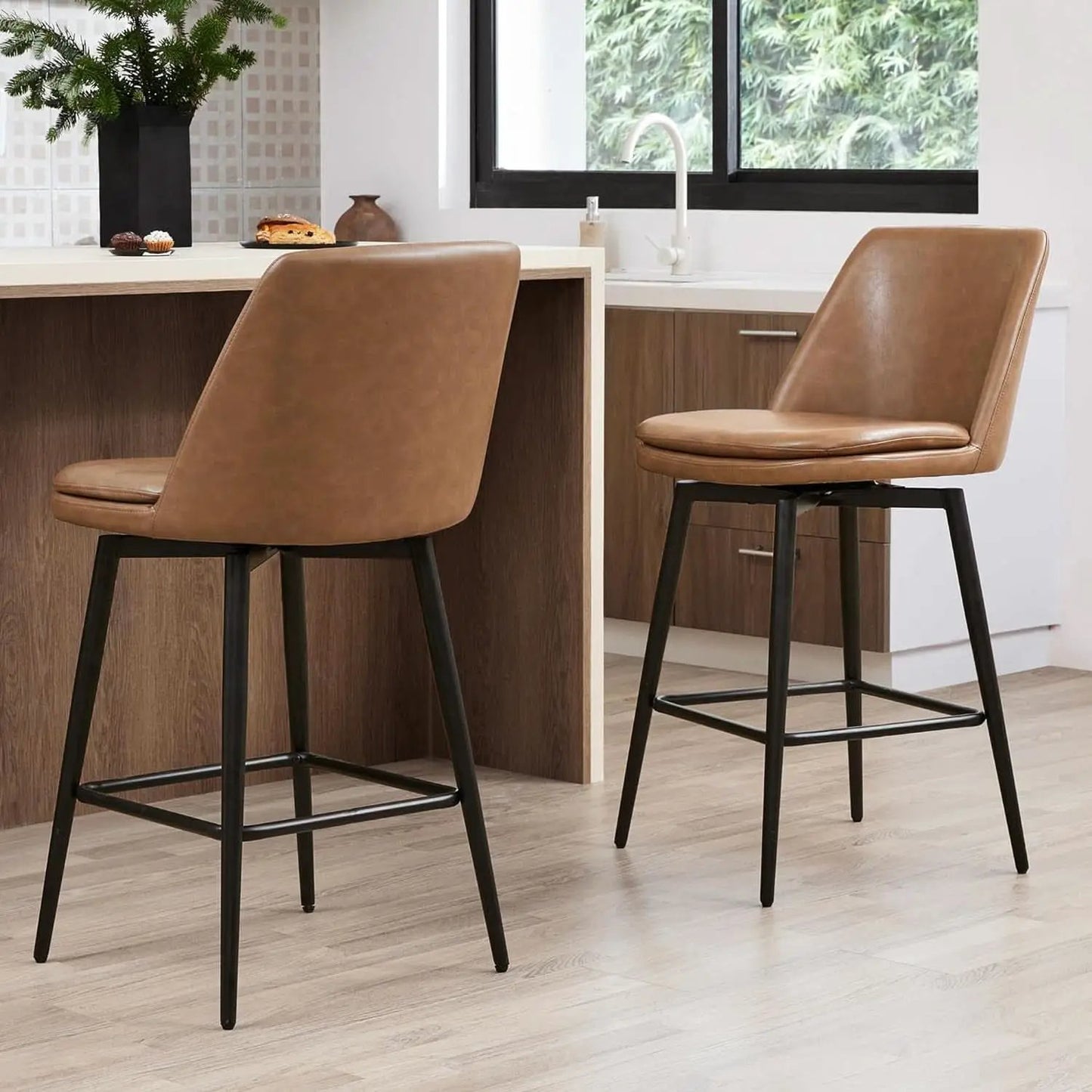Counter Height Swivel Barstools Set of Four Stylish Comfort from PriceLows™