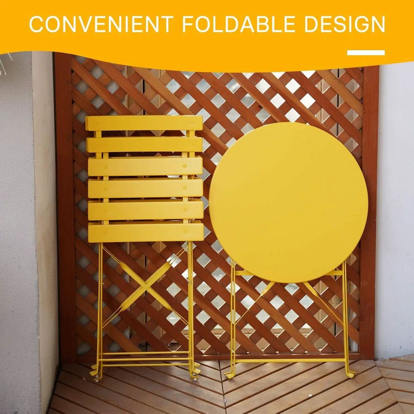 Weather-Resistant 3-Piece Folding Bistro Set for Outdoors from PriceLows™