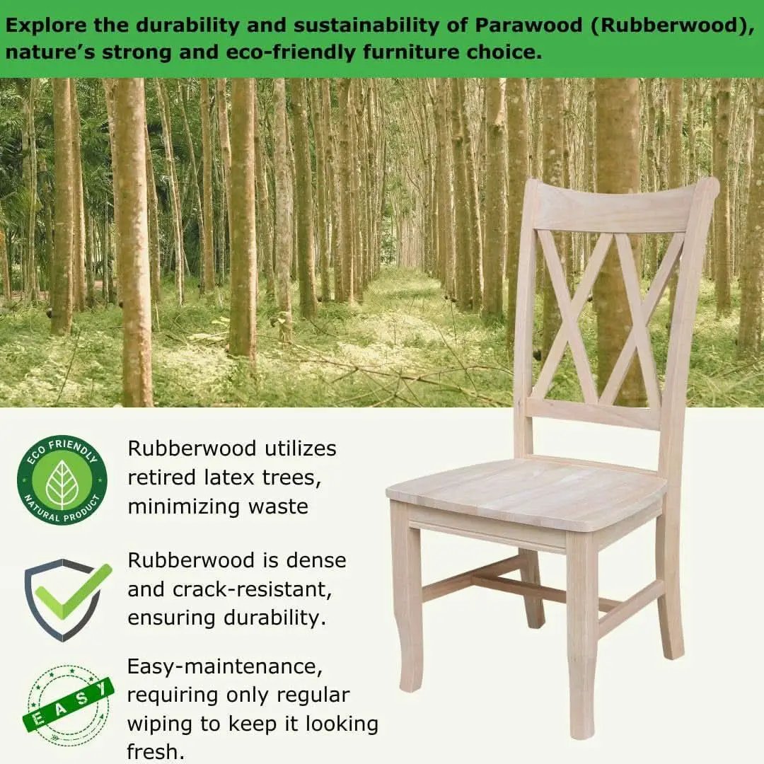 Two Unfinished Parawood Dining Chairs With X Back from PriceLows™