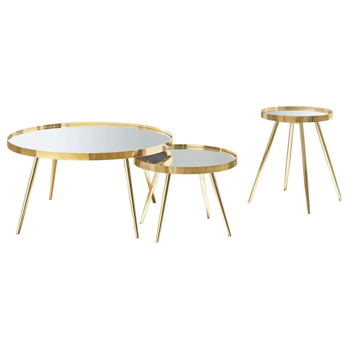 Kaelyn 3-piece Round Coffee and End Table Set | 3-Piece Set | Metal | Gold