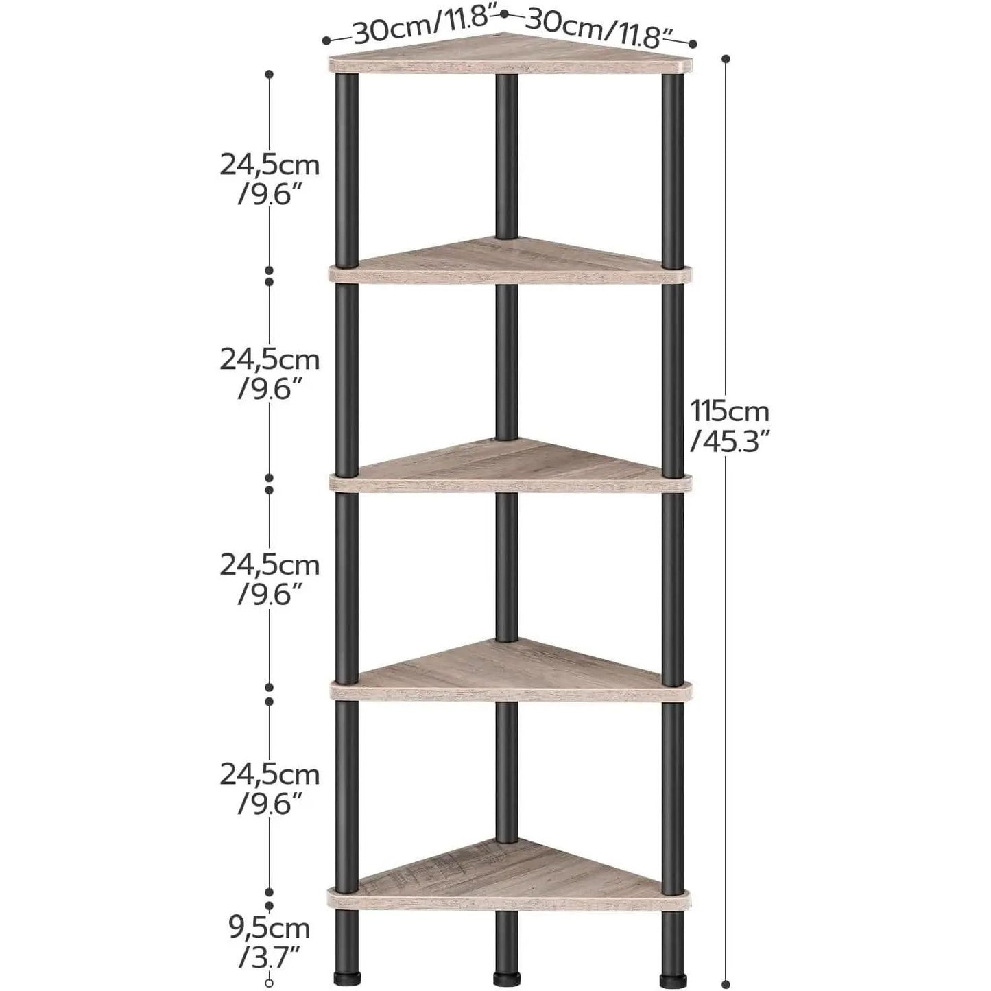 Industrial 5 Tier Corner Shelf Stand With Metal Frame from PriceLows™