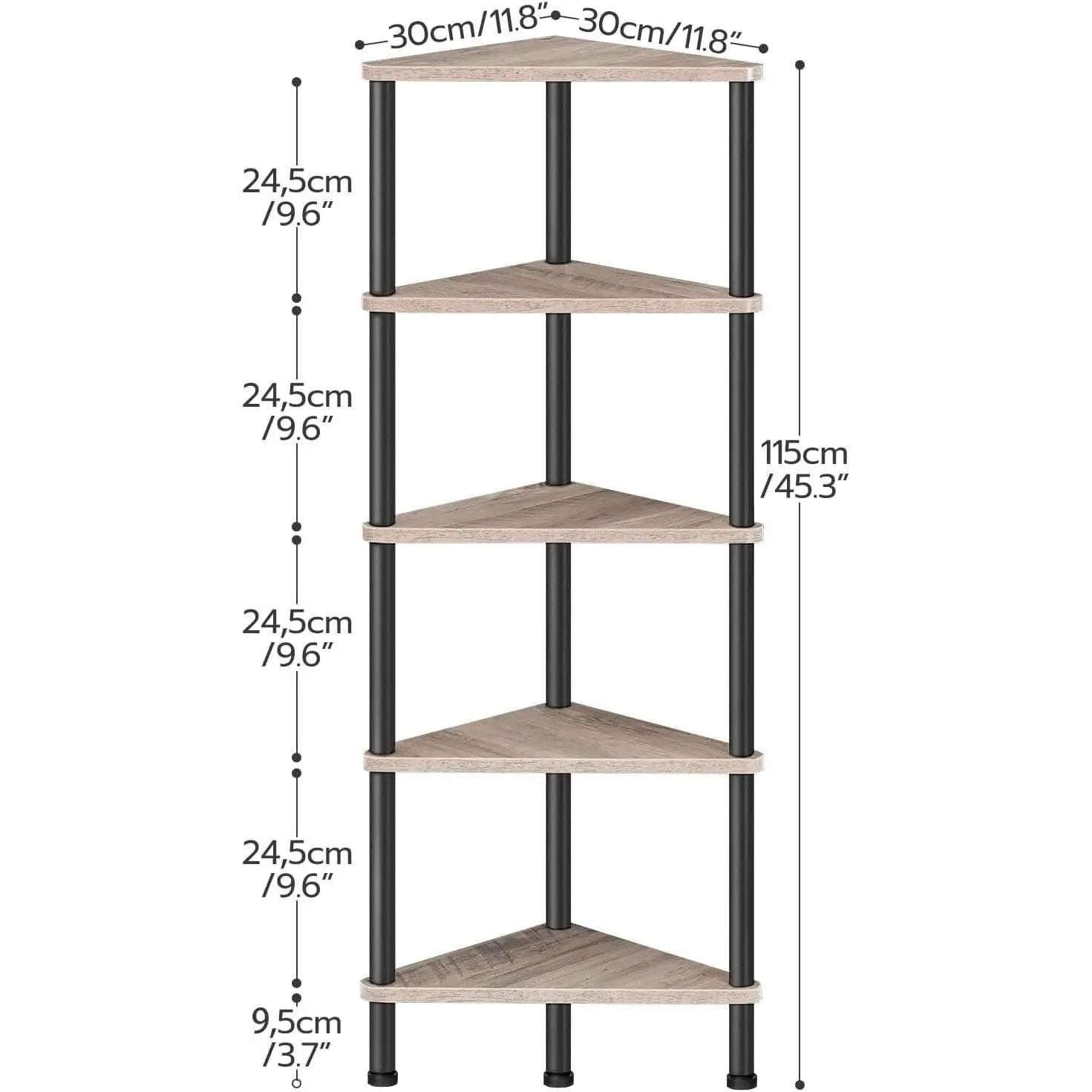 Industrial 5 Tier Corner Shelf Stand With Metal Frame from PriceLows™