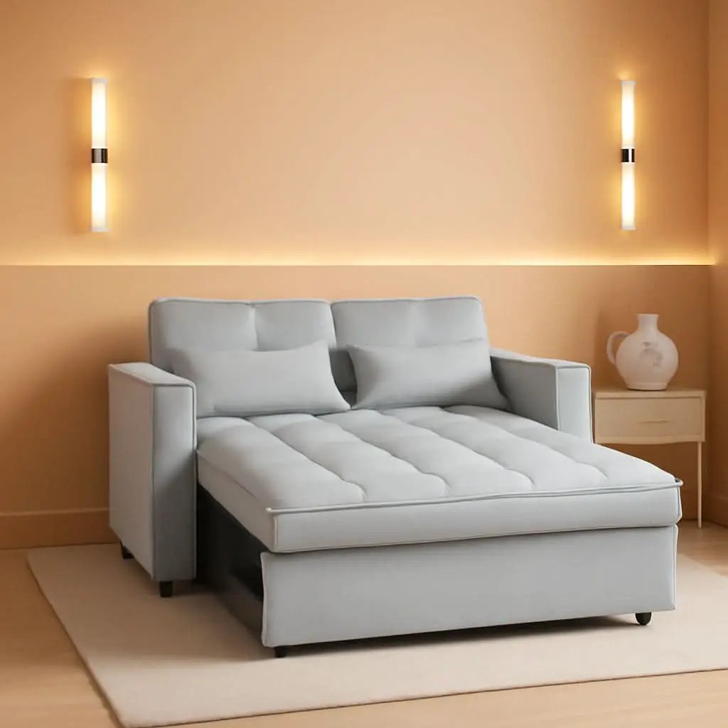 Sofa Bed With Hidden Table Velvet Fabric For Small Spaces from PriceLows™