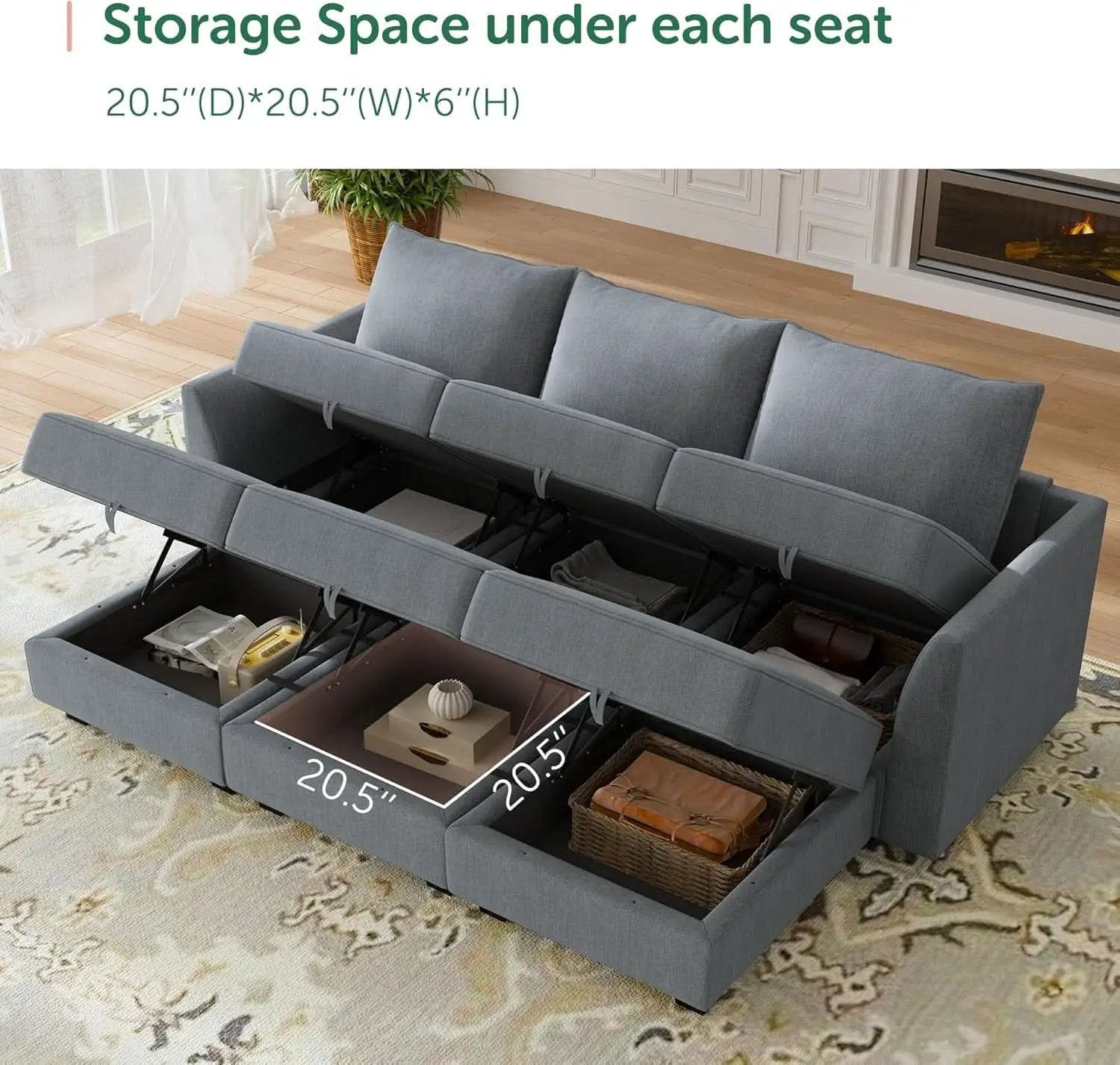 Bluish Grey Transformable Sleeper Sofa With Storage from PriceLows™