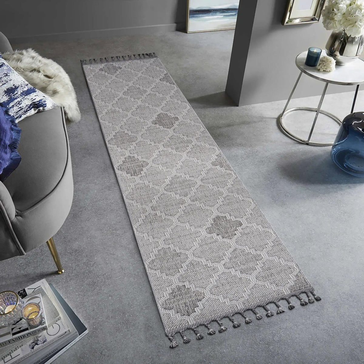 Guros Trellis Indoor Outdoor Rug | 74 x 48 Inch | Stain Resistant | Non-Shedding
