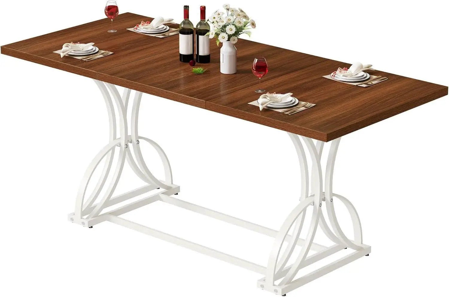Walnut Rectangular Dining Table With Thick Top Seats 6 8 from PriceLows™