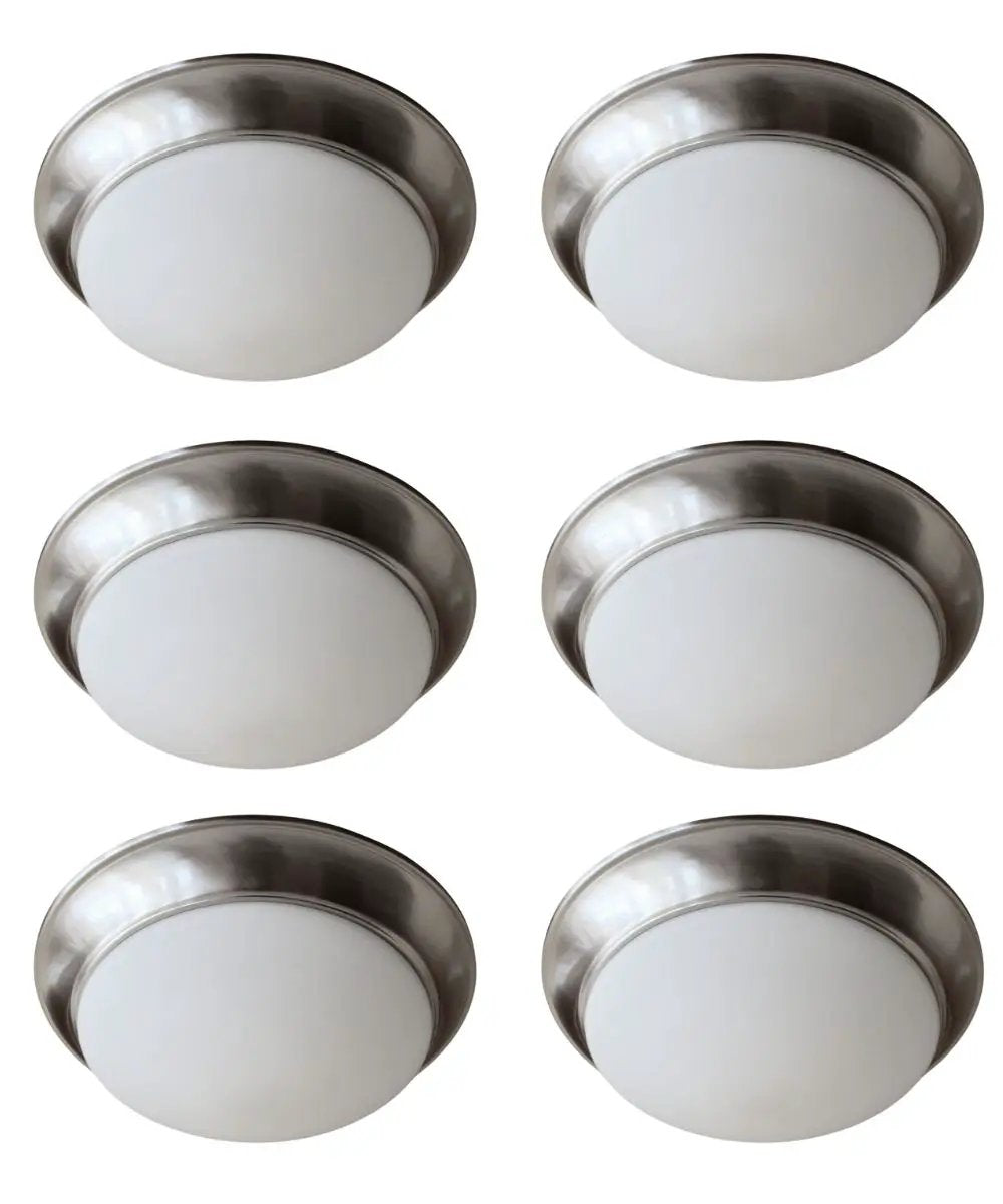 LED Flush Mount Ceiling Light | 13 Inch Round | Brushed Nickel | 6 Pack