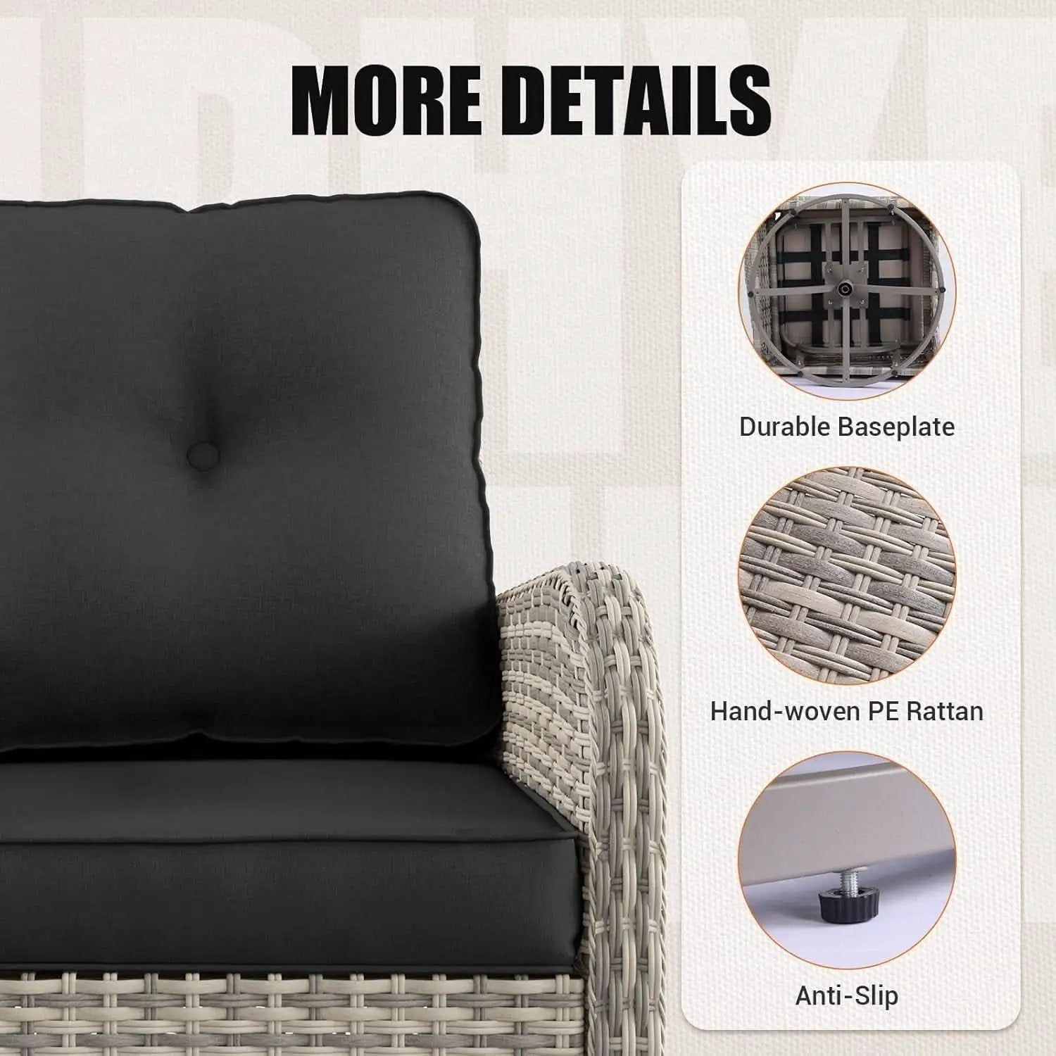 Outdoor Patio Wicker Rattan Swivel Rocking Chair Set from PriceLows™
