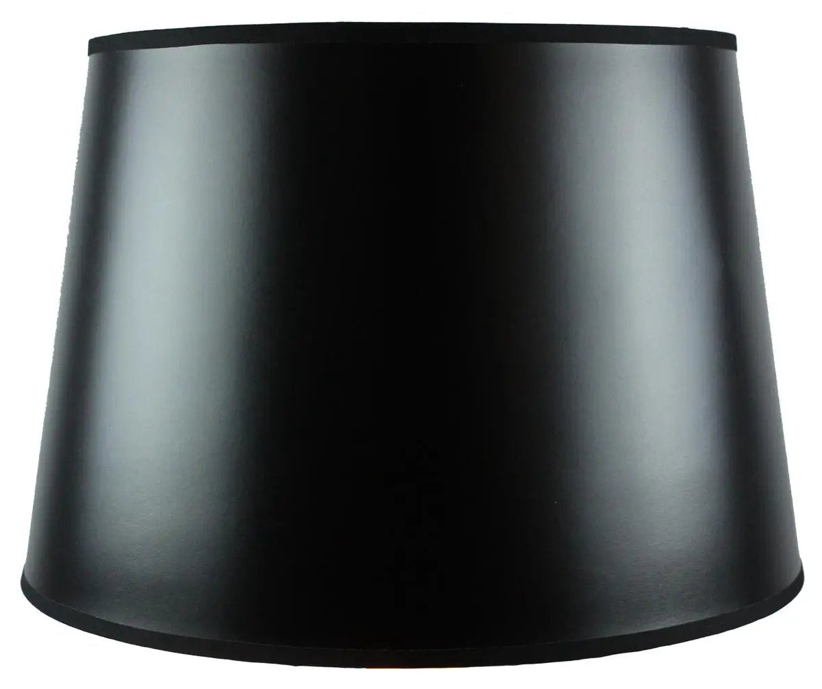 Floor Lampshade | 16 Inch W X 11 Inch H | Black Hardback Parchment | Gold Lined