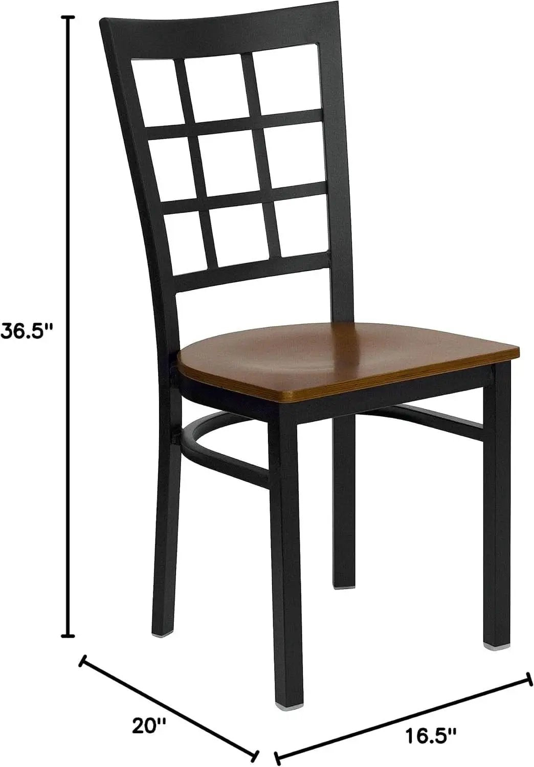 Hercules Series Black Window Back Metal Restaurant Chair With Cherry Wood Seat from PriceLows™