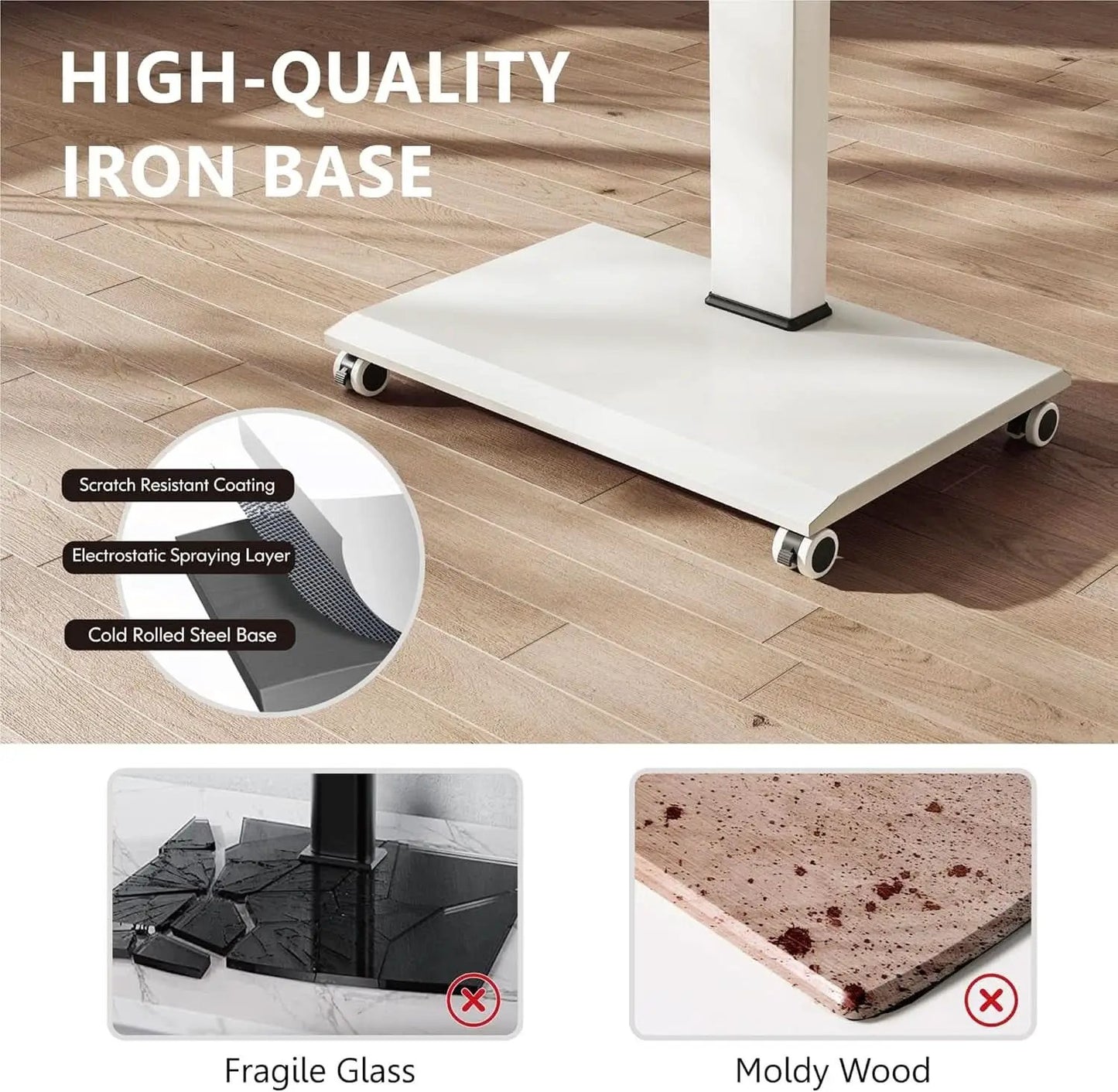 Rolling TV Stand On Wheels For 32 To 75 Inch TVs With 40 Degree Swivel from PriceLows™