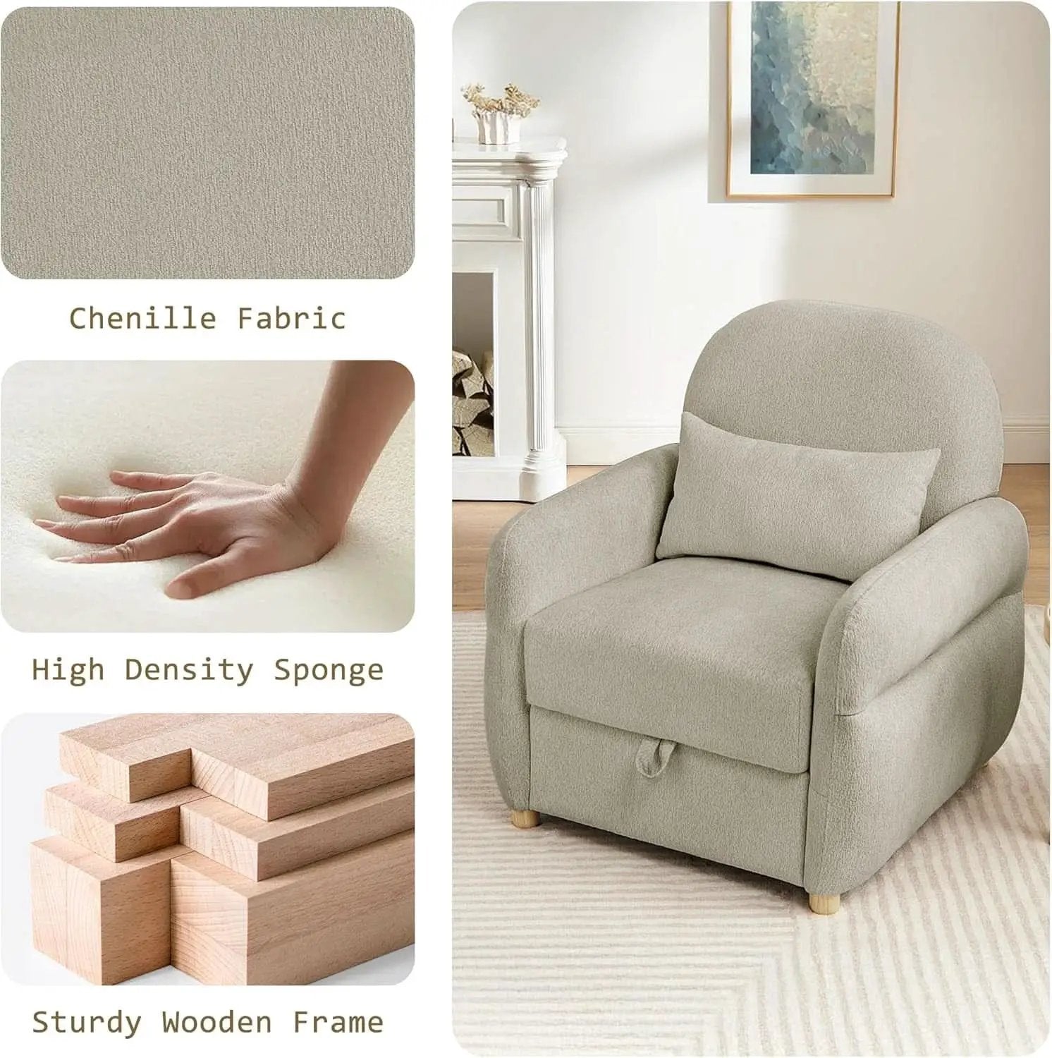 Gray 33.5 Inch Luxuriously Textured Modern Armchair from PriceLows™