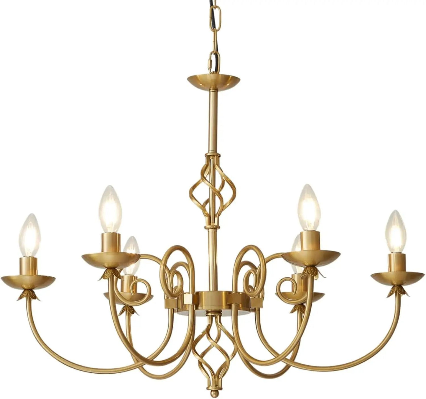 Gold Six Light Chandelier Pendant 26 Inch Dining Light from PriceLows™