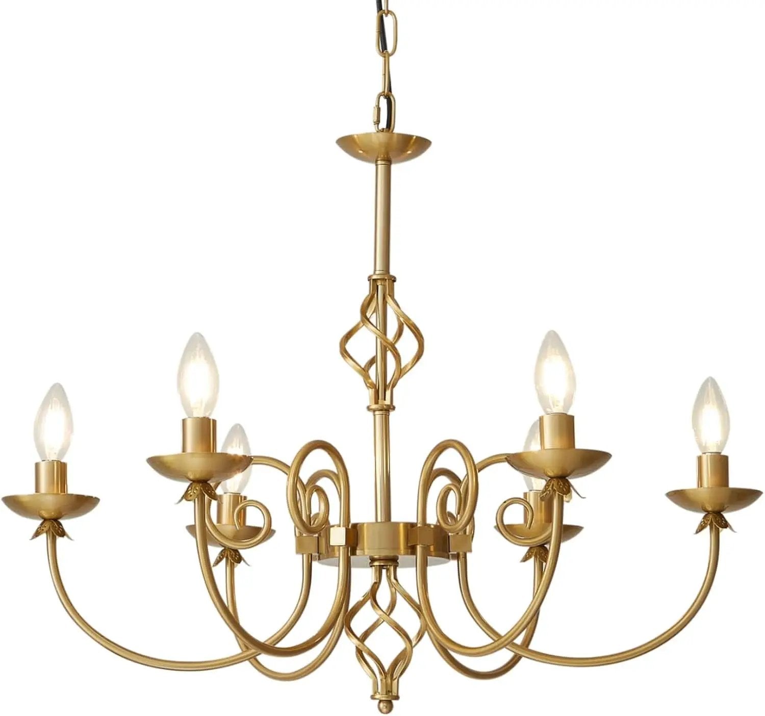 Gold Six Light Chandelier Pendant 26 Inch Dining Light from PriceLows™