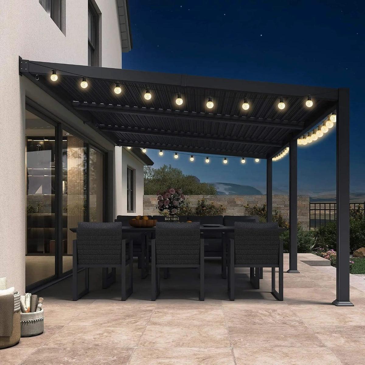 Modern Wall-Mounted Louvered Pergola With Aluminum Frame (Style 3) | Aluminum | Outdoor Living Use | Outdoor Living
