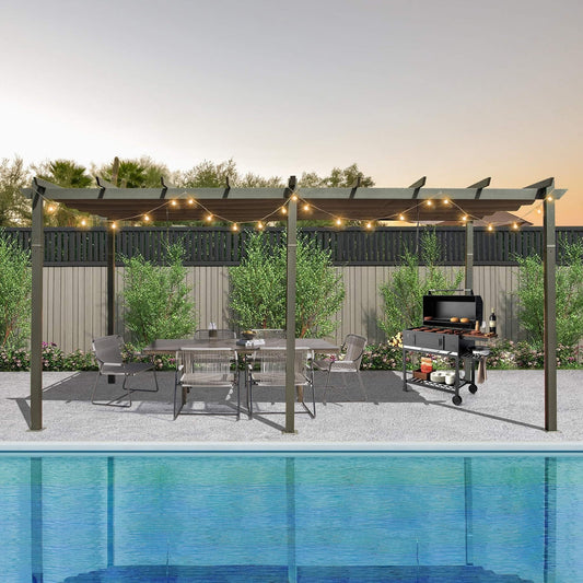 Premium Outdoor Retractable Aluminum Pergola With Weather-Resistant Canopy | Aluminum | Outdoor Living Use | Outdoor Living