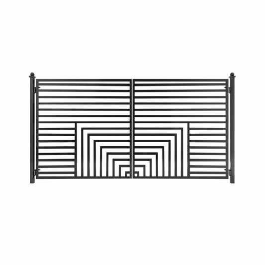 Heavy-Duty Florence-Style Powder-Coated Galvanized Steel Dual-Swing Driveway Gate | Steel | Home Use | Home